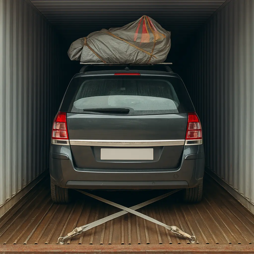 photo voiture dans conteneur